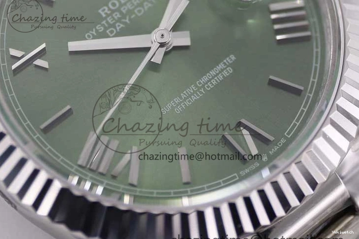 SS 904L Steel 40mm Roman Day Edition Best on 1:1 TWF Green A2836 SS Dial Date Bracelet 0123